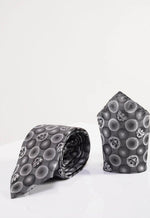 MARC DARCY Bubbles Print Tie & Pocket Square Set - Grey