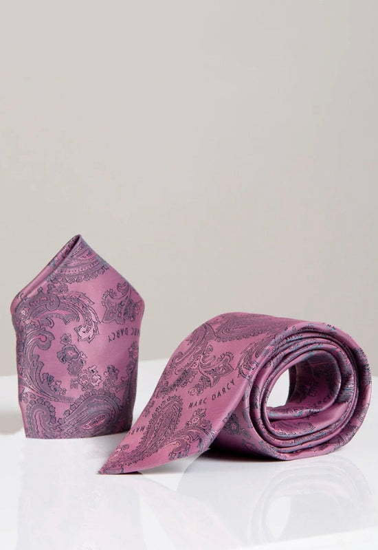 MARC DARCY Paisley Tie & Pocket Square Set - Pink