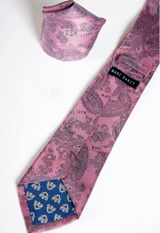 MARC DARCY Paisley Tie & Pocket Square Set - Pink