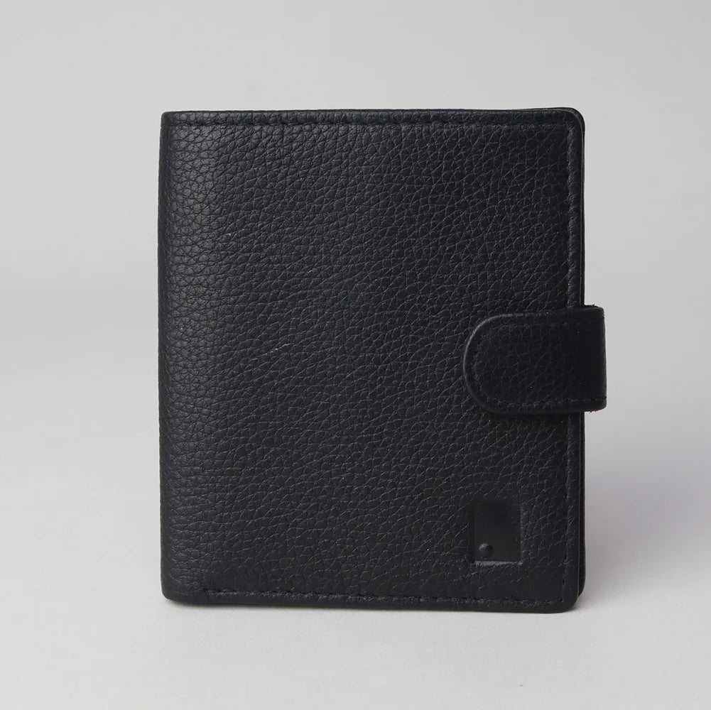 Sophos RFID Leather Wallet with Button Clasp - Black