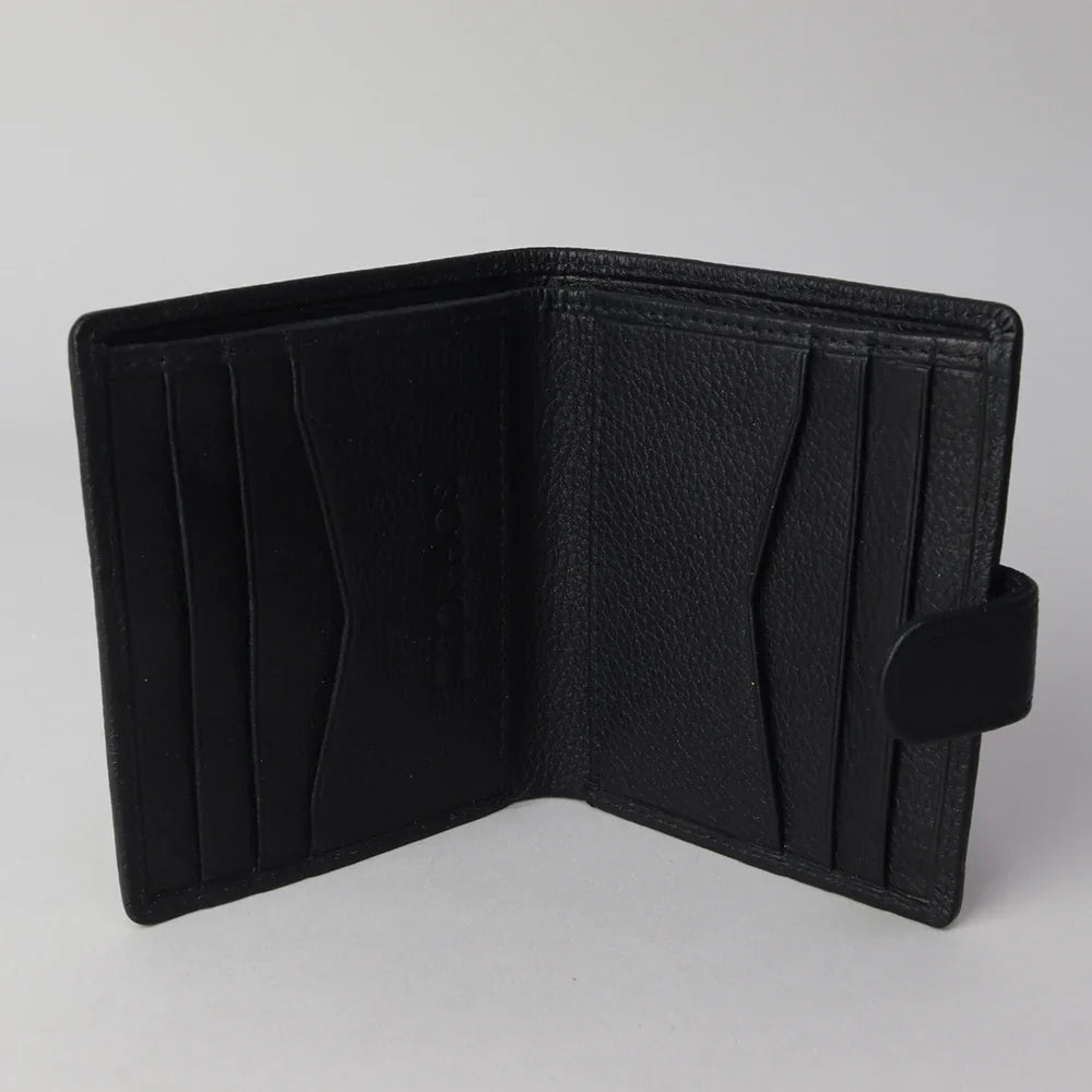 Sophos RFID Leather Wallet with Button Clasp - Black