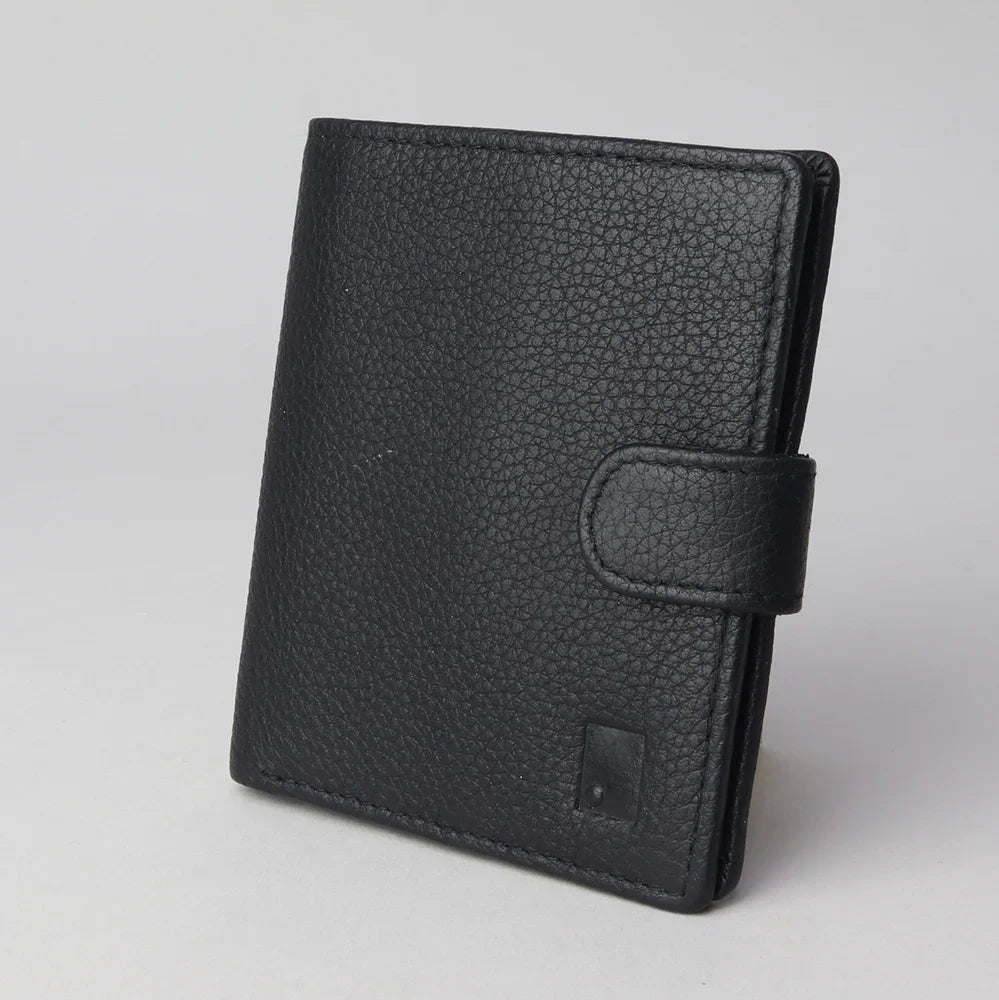 Sophos RFID Leather Wallet with Button Clasp - Black