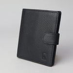 Sophos RFID Leather Wallet with Button Clasp - Black