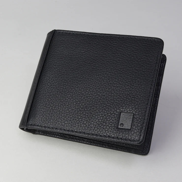 Sophos RFID Pebble Grain Leather Wallet with Contrast Leather Spine - Black