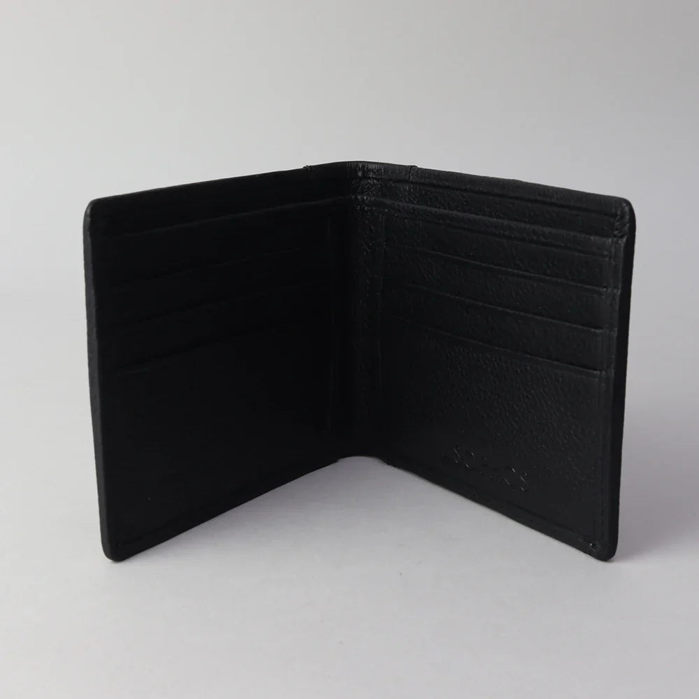 Sophos RFID Pebble Grain Leather Wallet with Contrast Leather Spine - Black