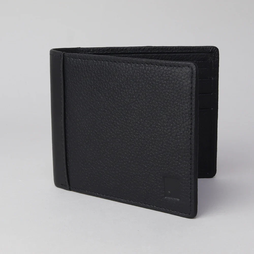 Sophos RFID Pebble Grain Leather Wallet with Contrast Leather Spine - Black
