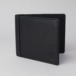 Sophos RFID Pebble Grain Leather Wallet with Contrast Leather Spine - Black