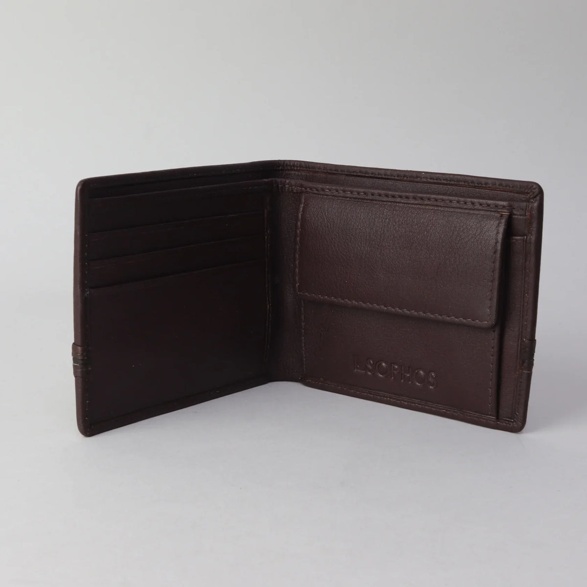 Sophos RFID Pebble Grain Stripe Leather Wallet - Brown
